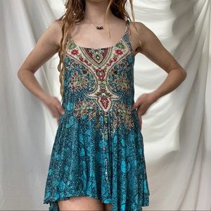 Free people graphic pattern drawstring dress